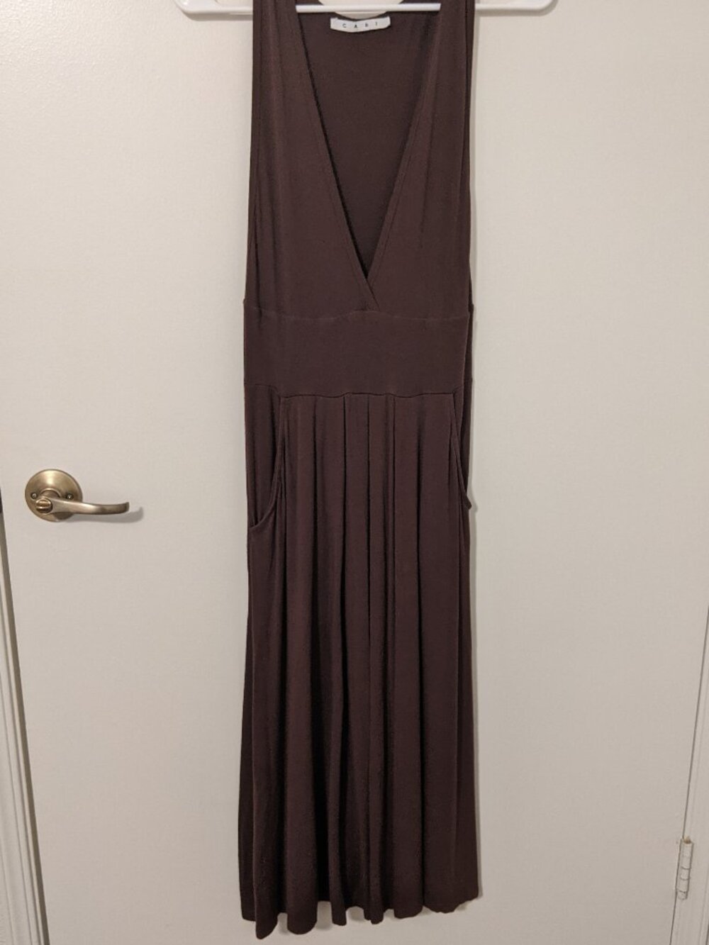 Cabi Women's Sz M Chocolate Brown City Jumper Midi Dress Flowy Fairycore Prairie